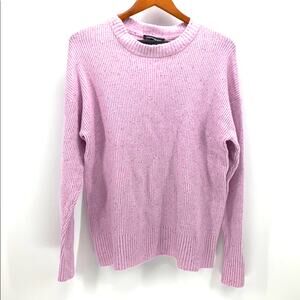Something Navy pink flecked oversized sweater wool blend soft size M